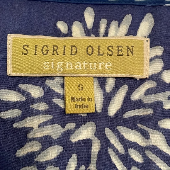 Sigrid Olsen Signature Dress Indigo Blue Print Dress - Picture 16 of 16